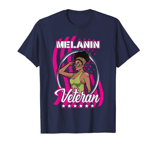 African American Military Female Veteran Black Girl Melanin T-Shirt