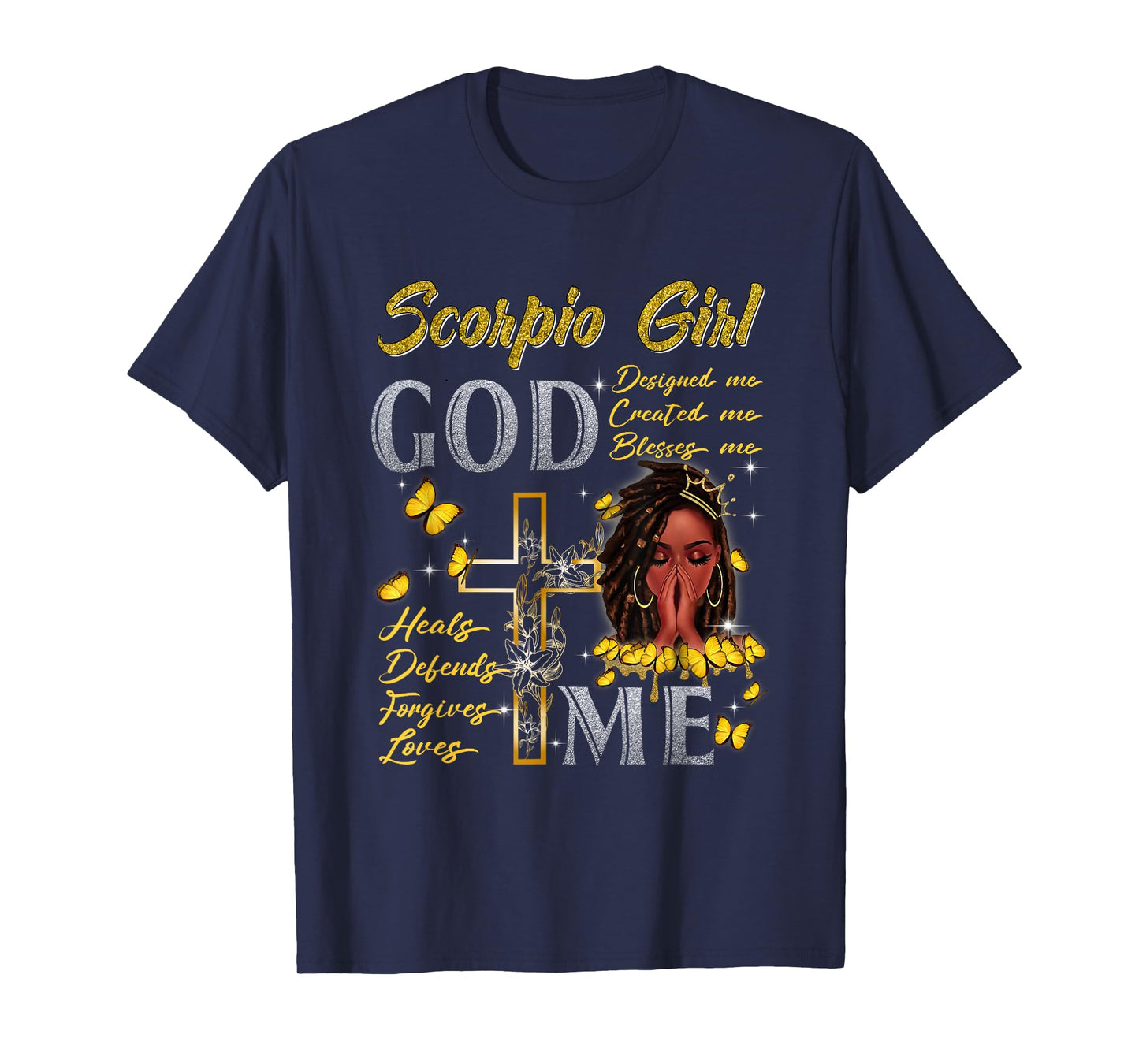 Scorpio Girl God Blesses Me Black Girl Magic Afro Melanin T-Shirt