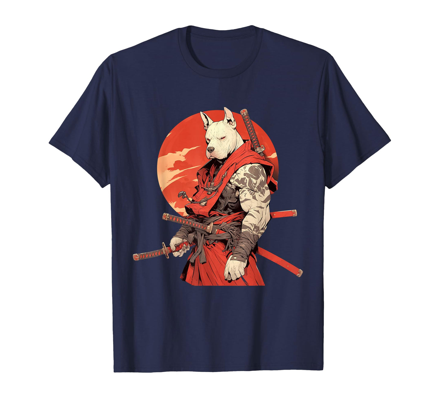 Japanese Art Dog Ninja Ukiyo-e Anime Style Samurai Pitbull T-Shirt