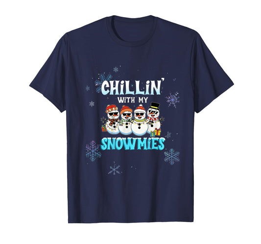 Chillin with My Snowmie Women Christmas Snowman Teacher T-Shirt