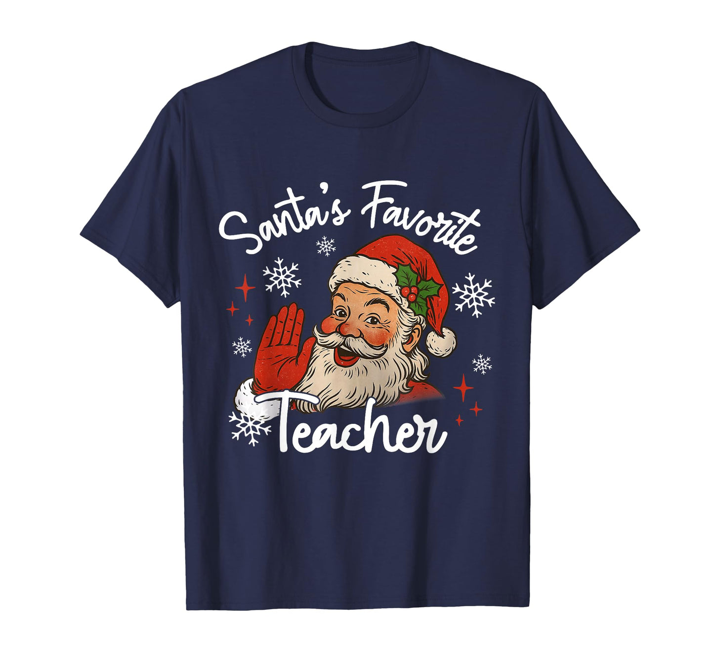 Santa's Favorite Teacher Funny Christmas Xmas Santa Claus PJ T-Shirt