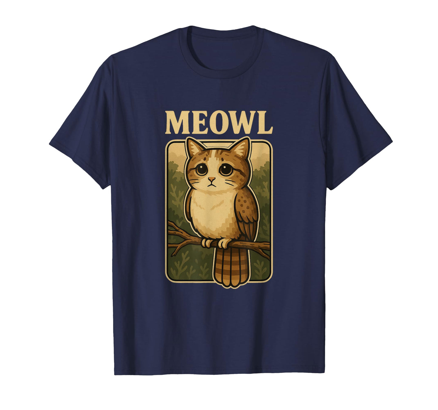 Meowl - Funny Meow Cat Owl Brainrot Meme Teen Kids Gaming T-Shirt