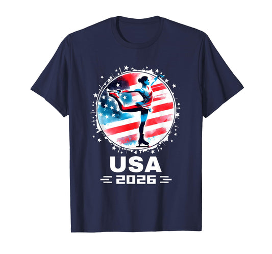 Figure Skating USA Go USA Team Tshirt USA Flag 2026 Women T-Shirt