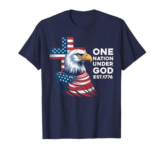 One Nation Under God Flag Patriotic Christian Eagle T-Shirt
