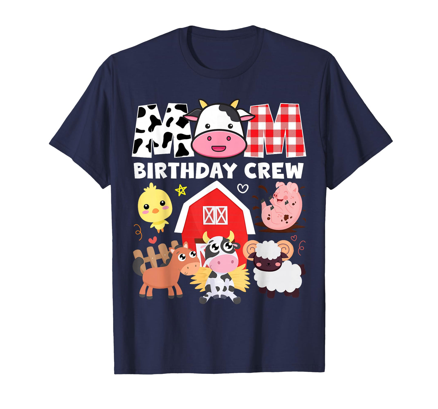Cow Mom Birthday Crew Farm Theme Animals Kids Birthday Party T-Shirt