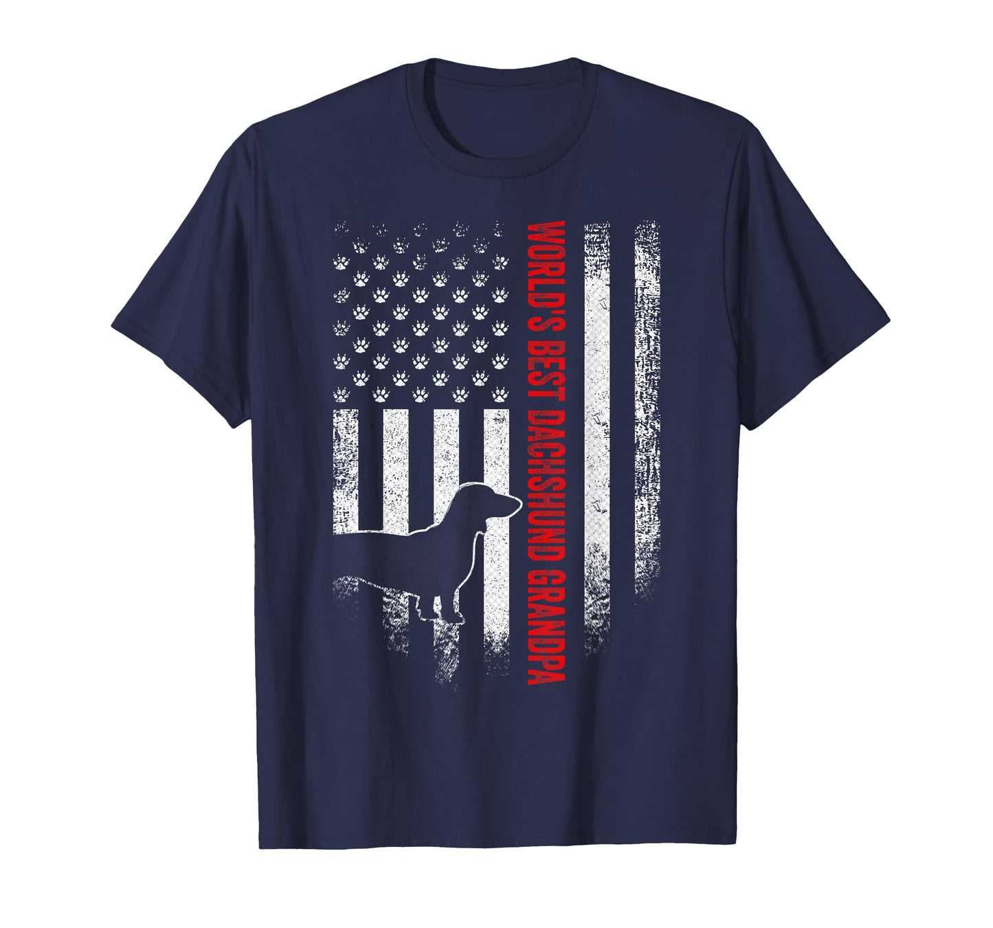Vintage American Flag World's Best Dachshund Grandpa Funny T-Shirt for Women Men
