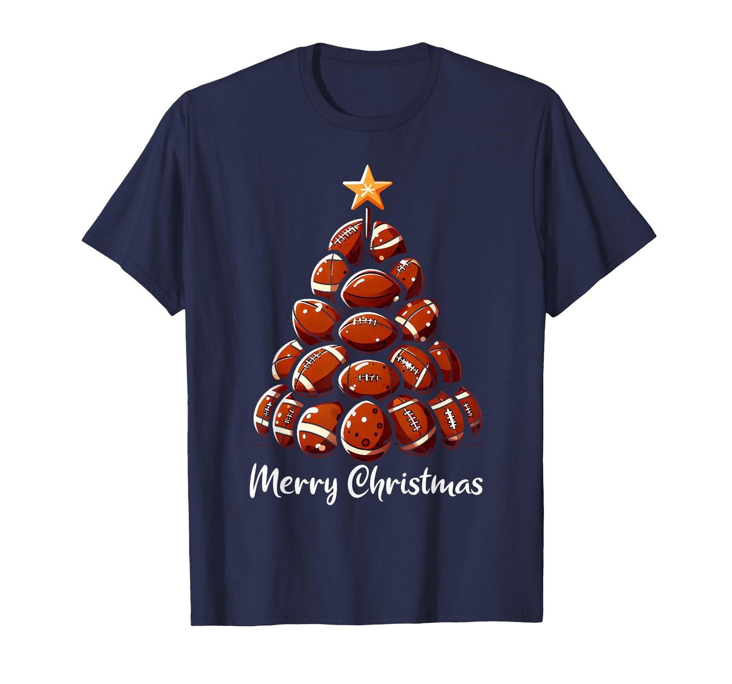 Football Christmas Tree Lights Funny Football Player Xmas T-Shirt