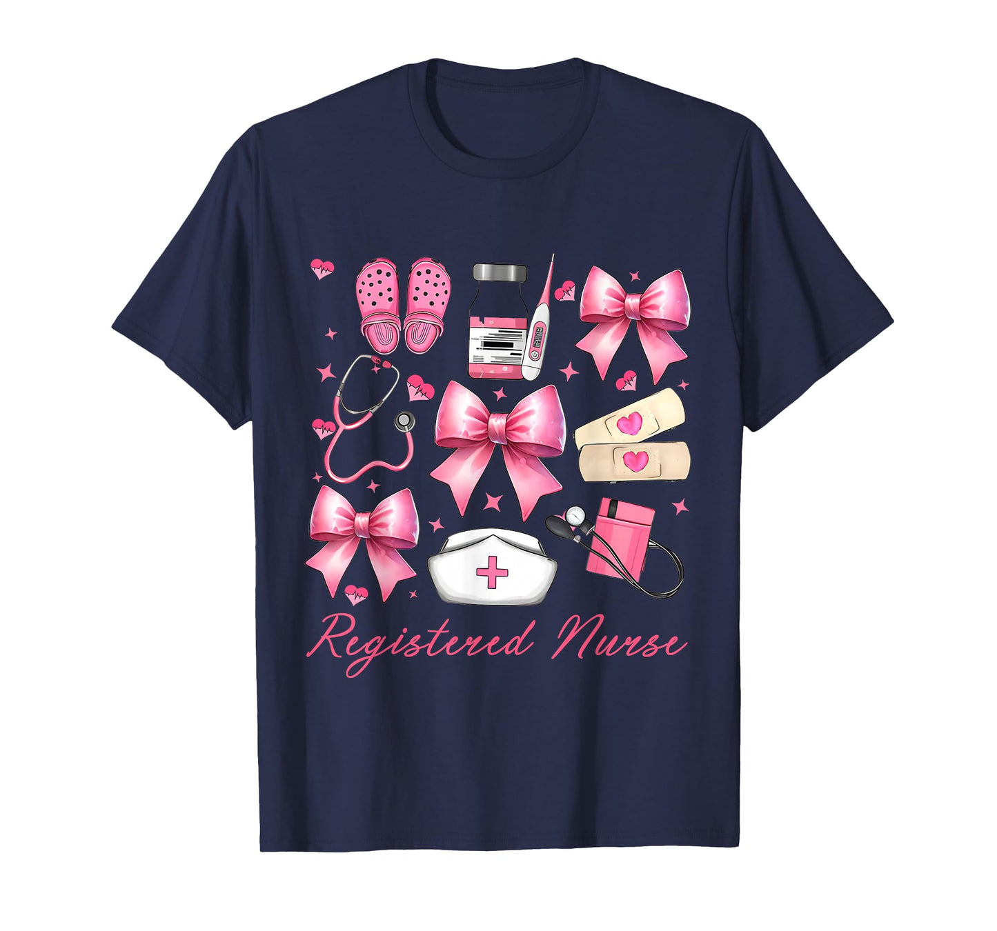 Cute Pink Coquette Bow Girly Registered Nurse T-Shirt