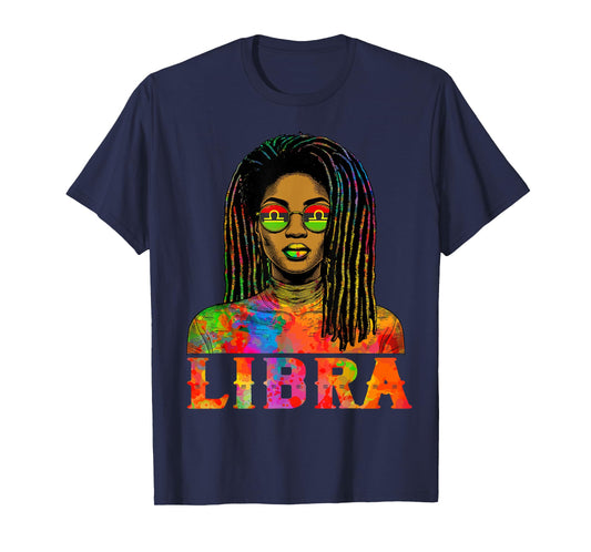 Libra Queen Loc'd Black Woman African Zodiac Birthday Women T-Shirt