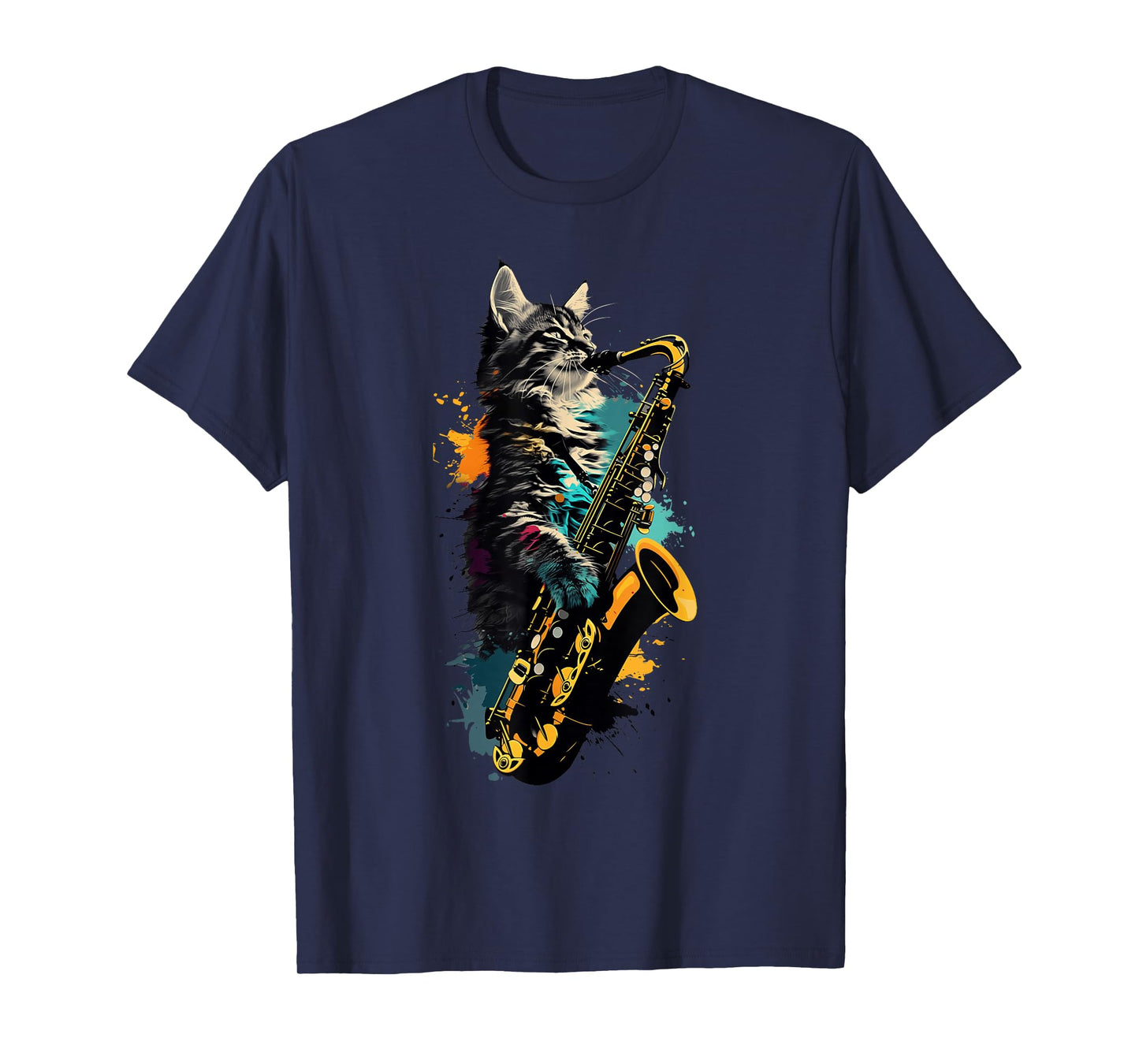 Cat With Saxophone Cat Playing Saxophone T-Shirt