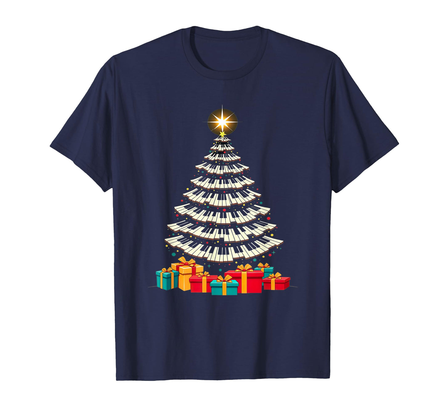Christmas Tree Piano Keyboard Holiday Music Lover Design T-Shirt