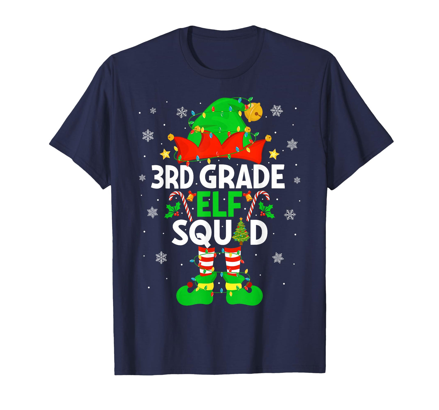 3rd Grade Elf Squad Christmas Third Grade Christmas Teacher T-Shirt