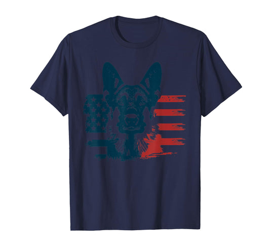 Patriotic German Shepherd American Flag 4th of July Shepherd T-Shirt