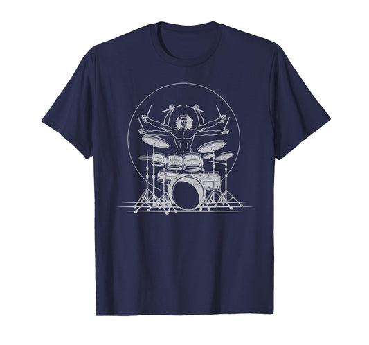 Vitruvian Man Drum Shirt Da Vinci Drummer Gift T-Shirt