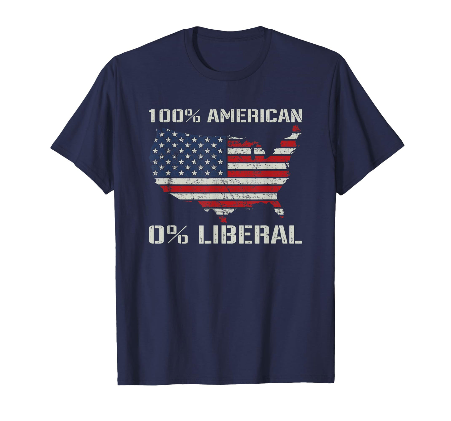 100% American 0% Liberal - Funny Republican Joke USA Flag T-Shirt