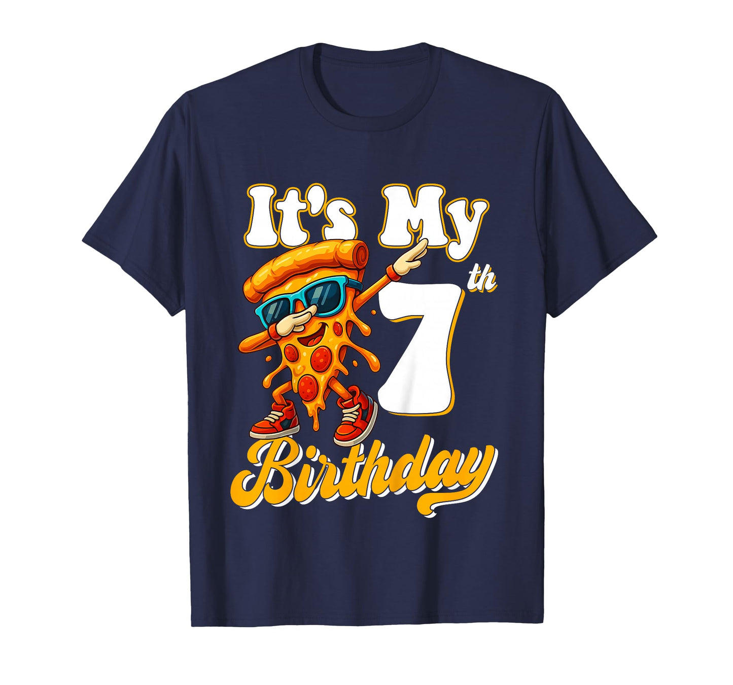 Its My 7th Birthday Dabbing Pizza Boy Girl 7 Years Old T-Shirt