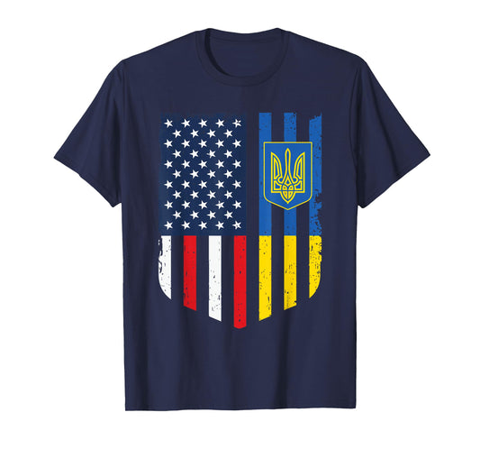 Ukrainian American USA Flag Patriot America Ukraine Roots T-Shirt