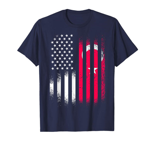Turkiye American Patriot Grown Country USA Flags Stripes T-Shirt for Women Girls Kids Men