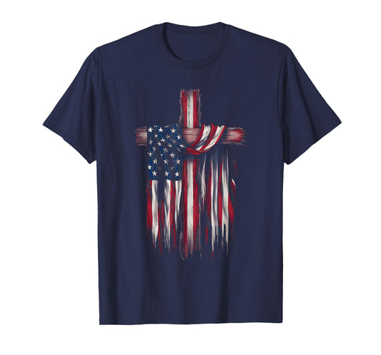 USA Flag Religious Quote 4th of July Christian Faith T-Shirt