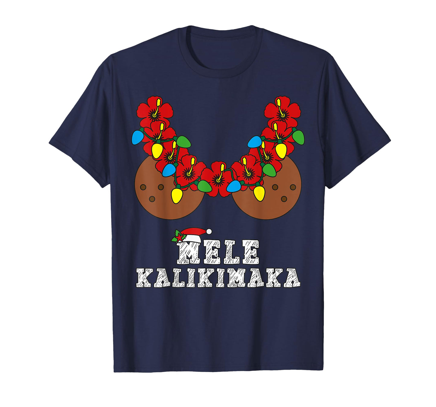 Christmas in July Mele Kalikimaka Coconut Bra Hawaiian Beach T-Shirt for Men Women