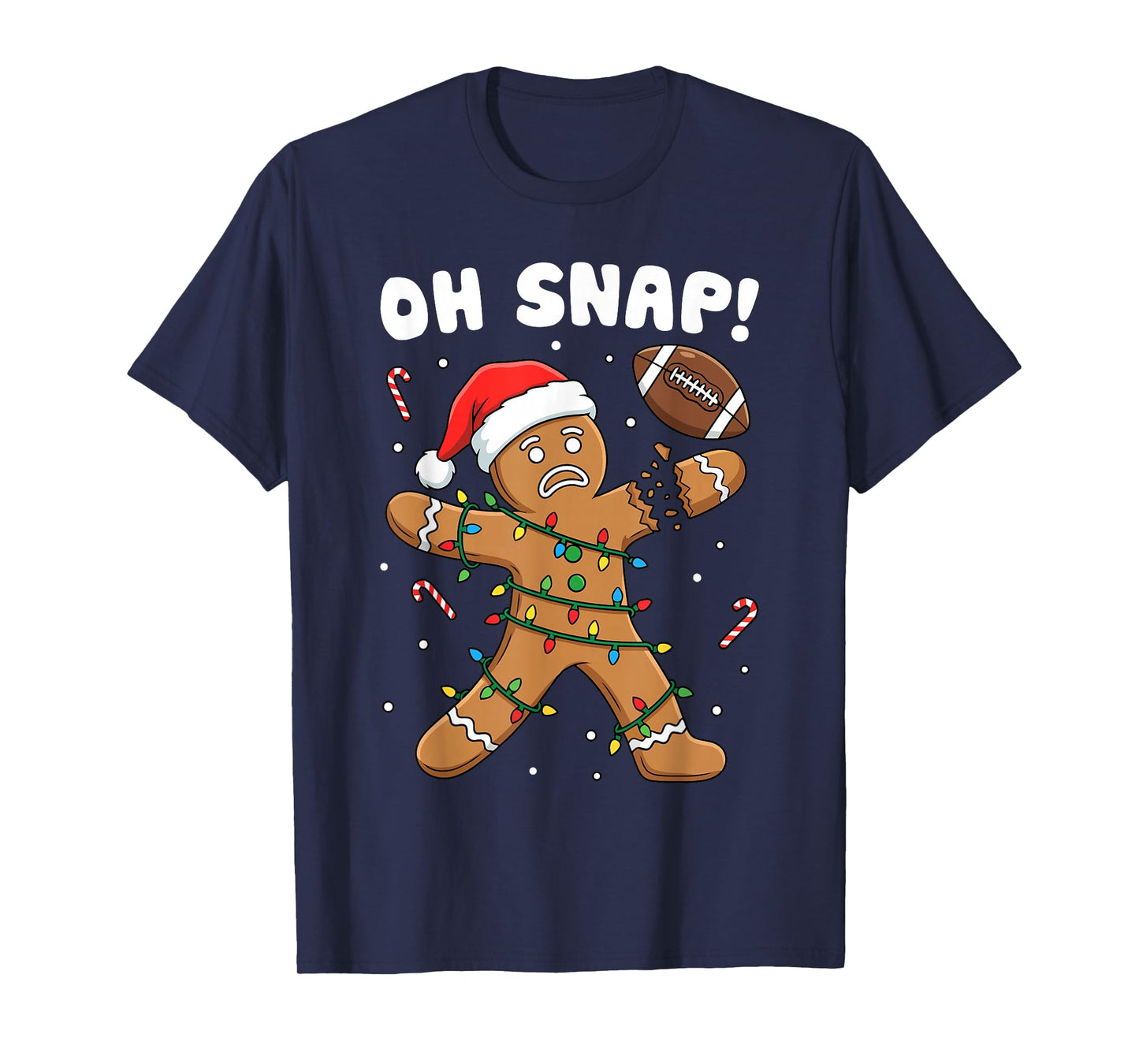 Christmas Gingerbread Oh Snap Cookie Xmas Holiday Football T-Shirt