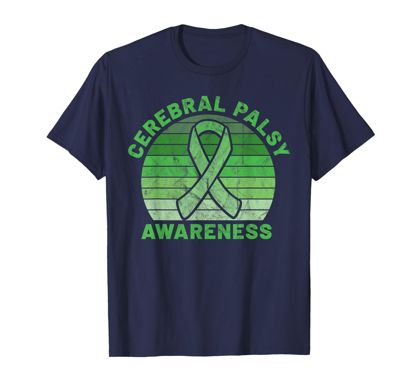 CP Green Ribbon Retro Sunset Cerebral Palsy Awareness T-Shirt