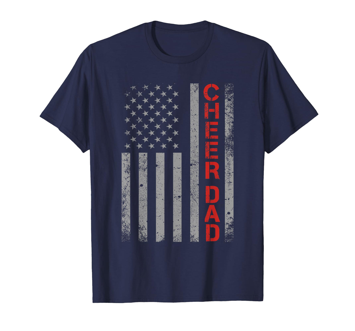 American Flag Cheer Dad Vintage Patriotic Father Cheerleader T-Shirt