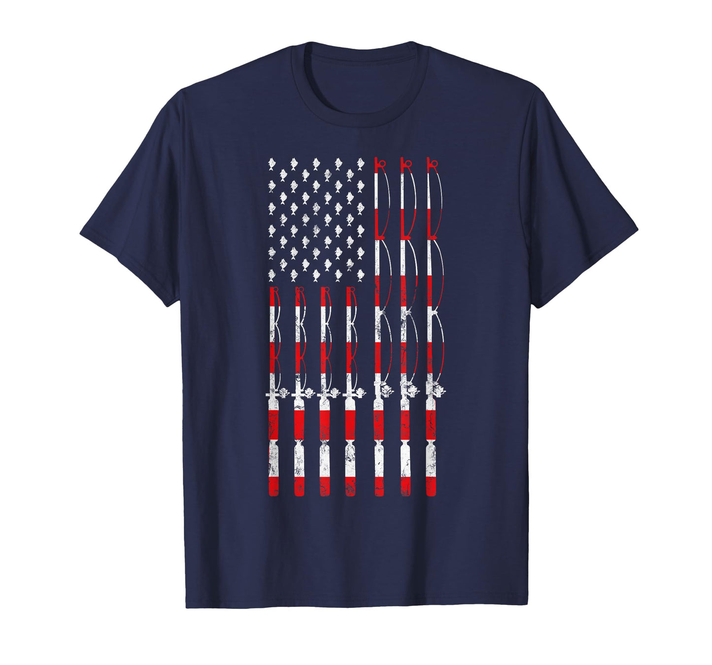 Fishing Pole American USA Flag Patriotic Fishing gift T-Shirt