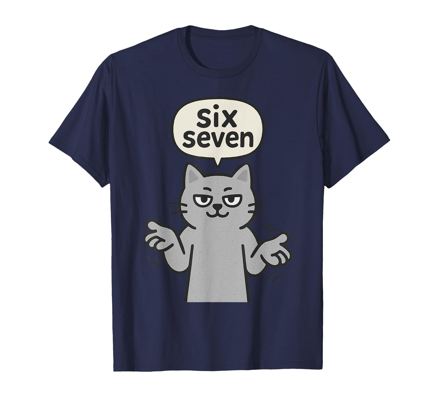 67 Six Seven 6-7 Cat - Funny Kids Gaming Brainrot Meme T-Shirt
