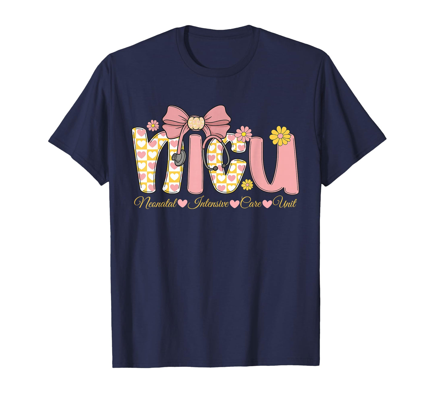 Coquette NICU Nurse Week Bow Heart Stethoscope Preppy T-Shirt