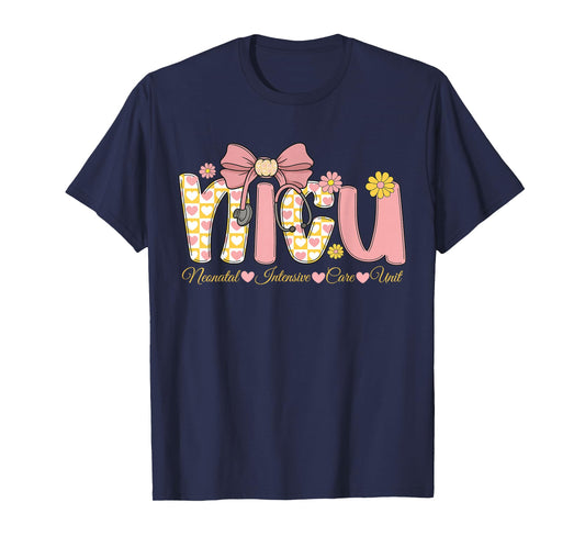 Coquette NICU Nurse Week Bow Heart Stethoscope Preppy T-Shirt