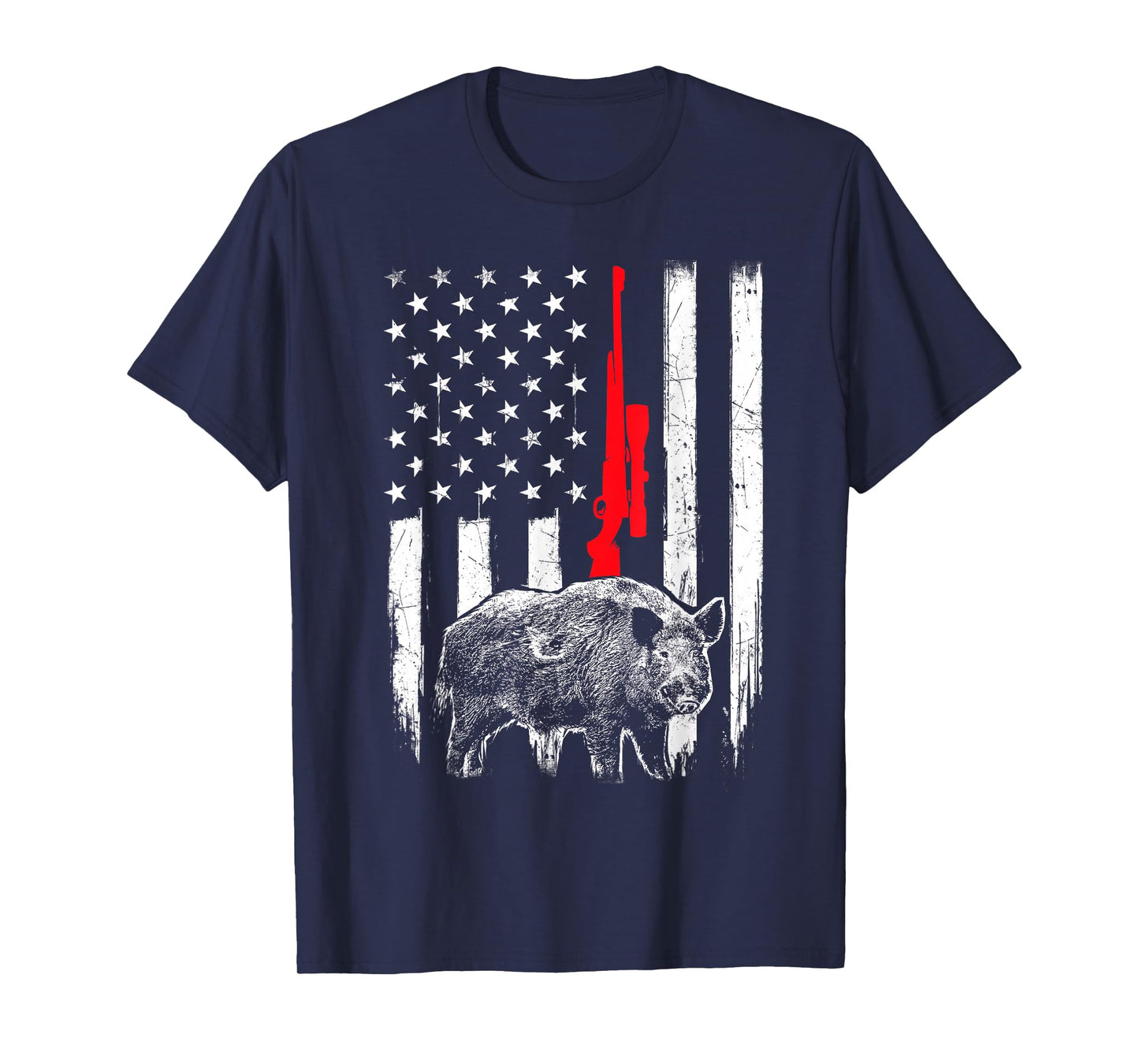 Patriotic American USA Flag - Boar Hunting Wild Hog Hunter T-Shirt