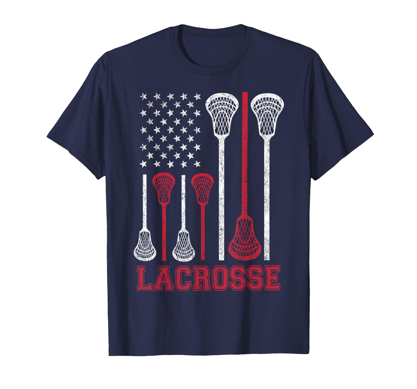 Lacrosse American Flag Lax Men Women Boys Girls Gifts T-Shirt