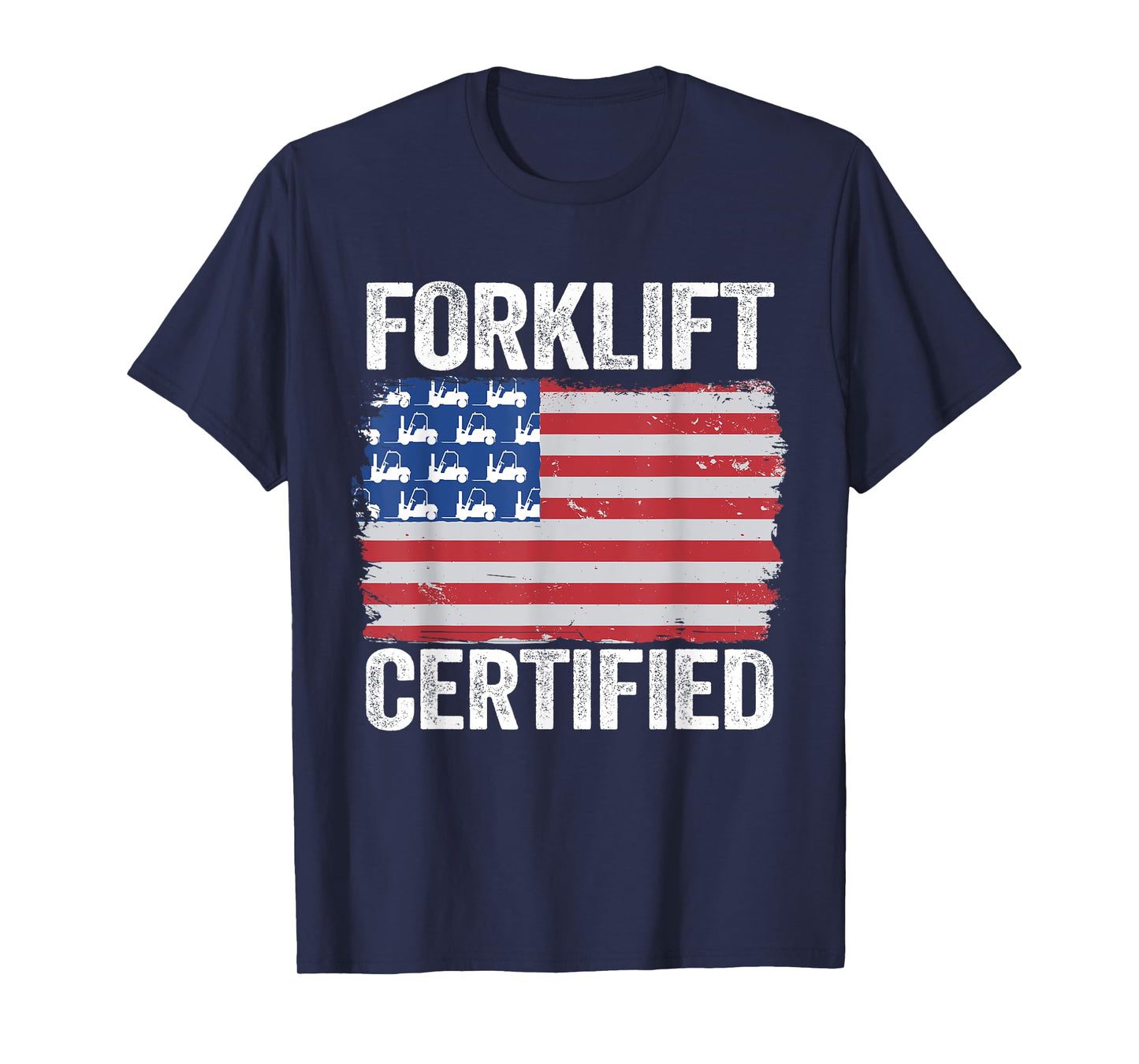 Forklift Certified Daddy American Flag Funny Forklift Driver T-Shirt