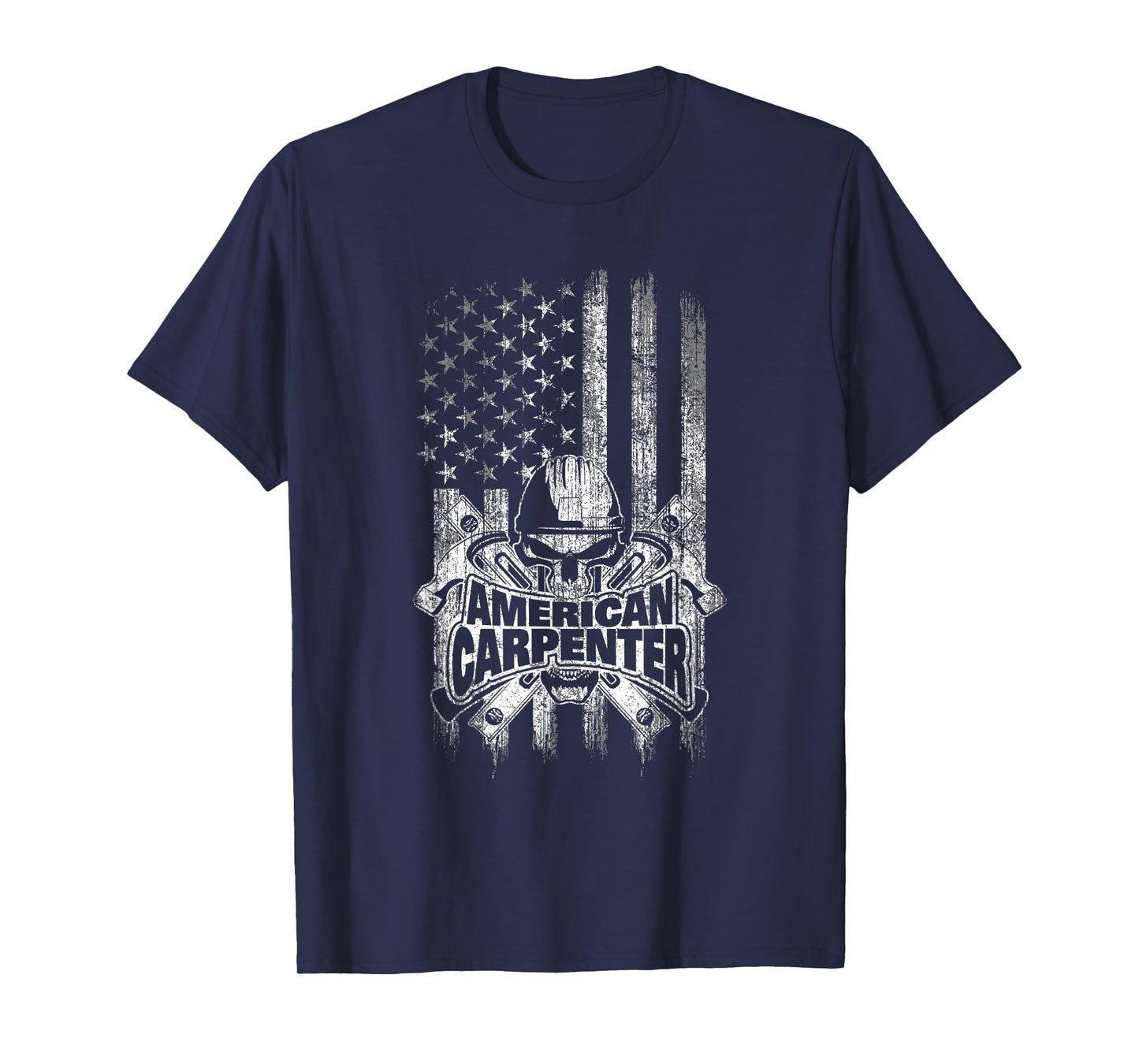 Carpenter American Flag Skull and Hammers T-Shirt