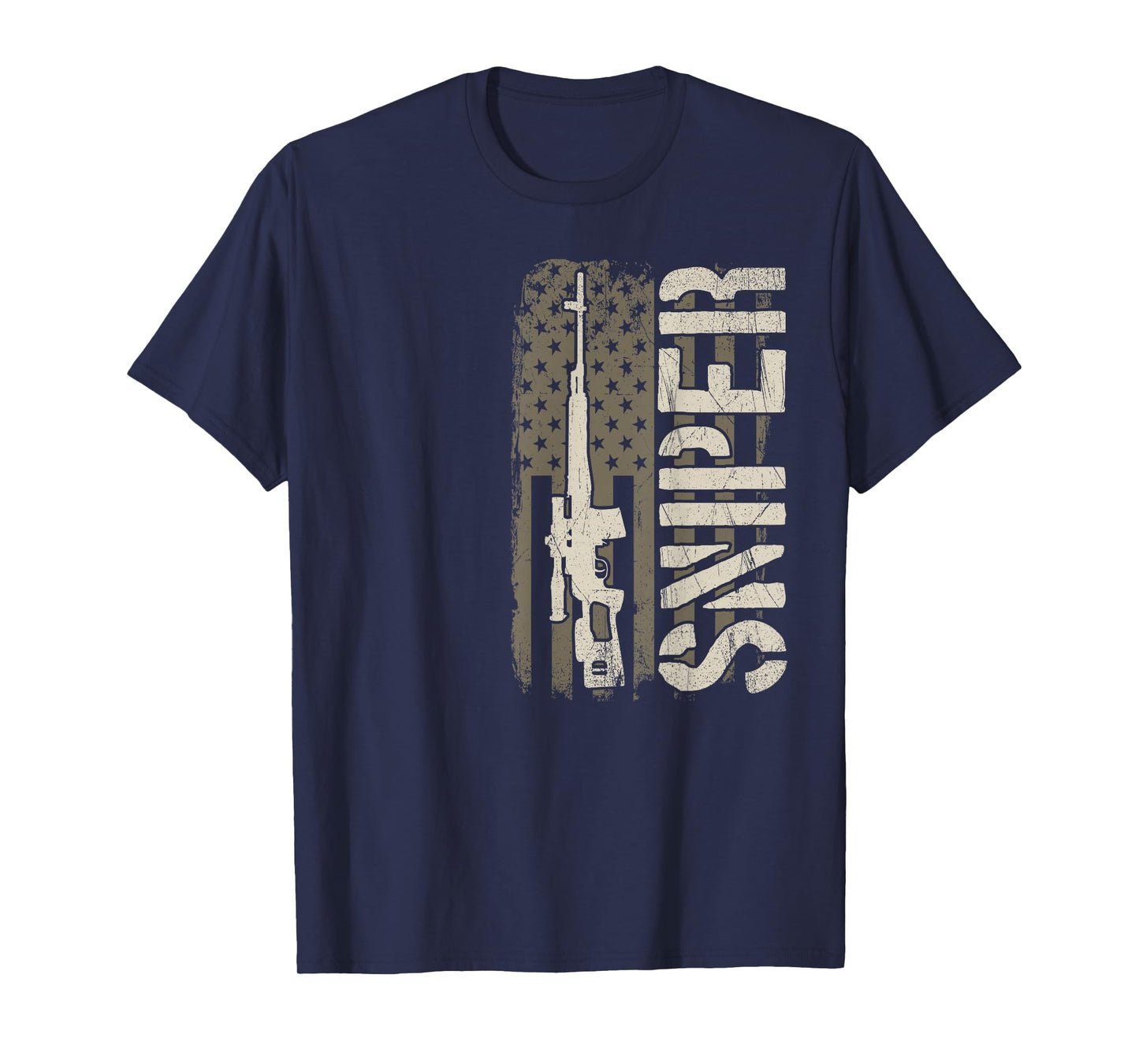 Sniper - USA American Flag, Military Sharpshooter T-Shirt