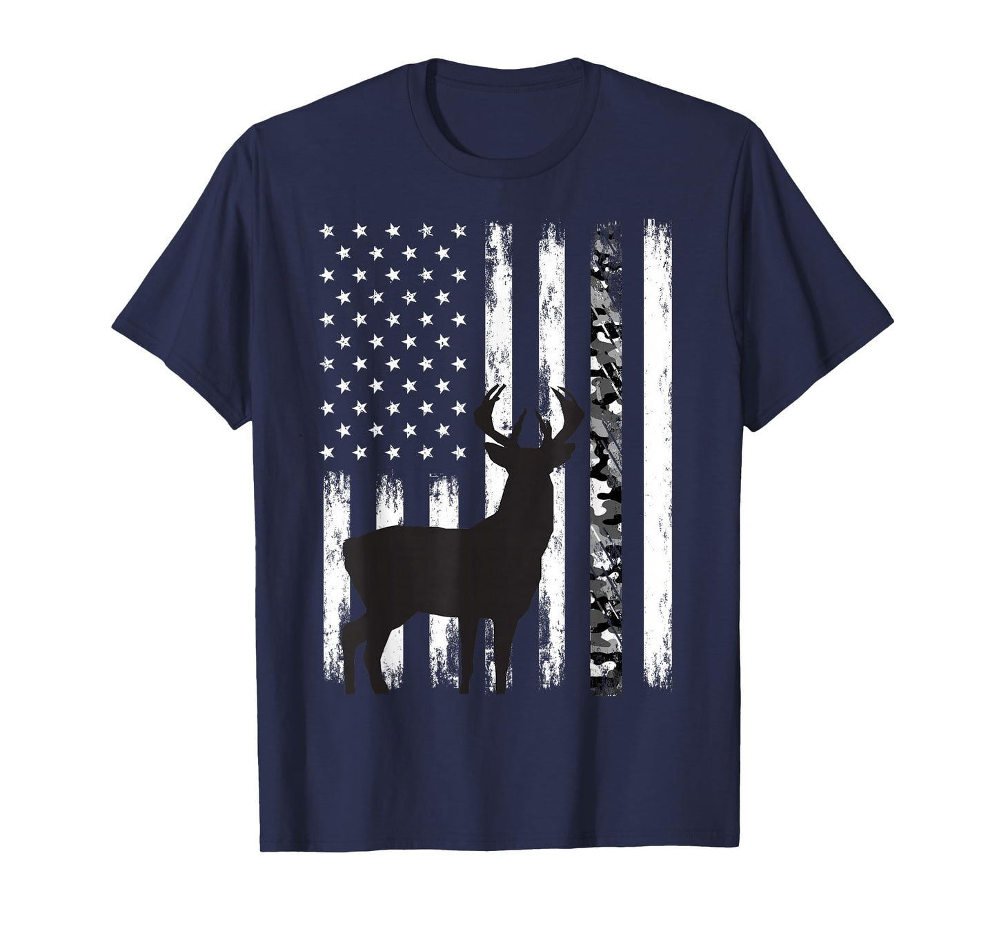 Deer Hunting Hunter Camo USA American Flag Patriotic Graphic T-Shirt