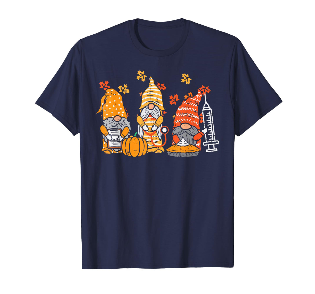 Thanksgiving Nurse Gnomes Fall Scrub Top Autumn RN Women T-Shirt