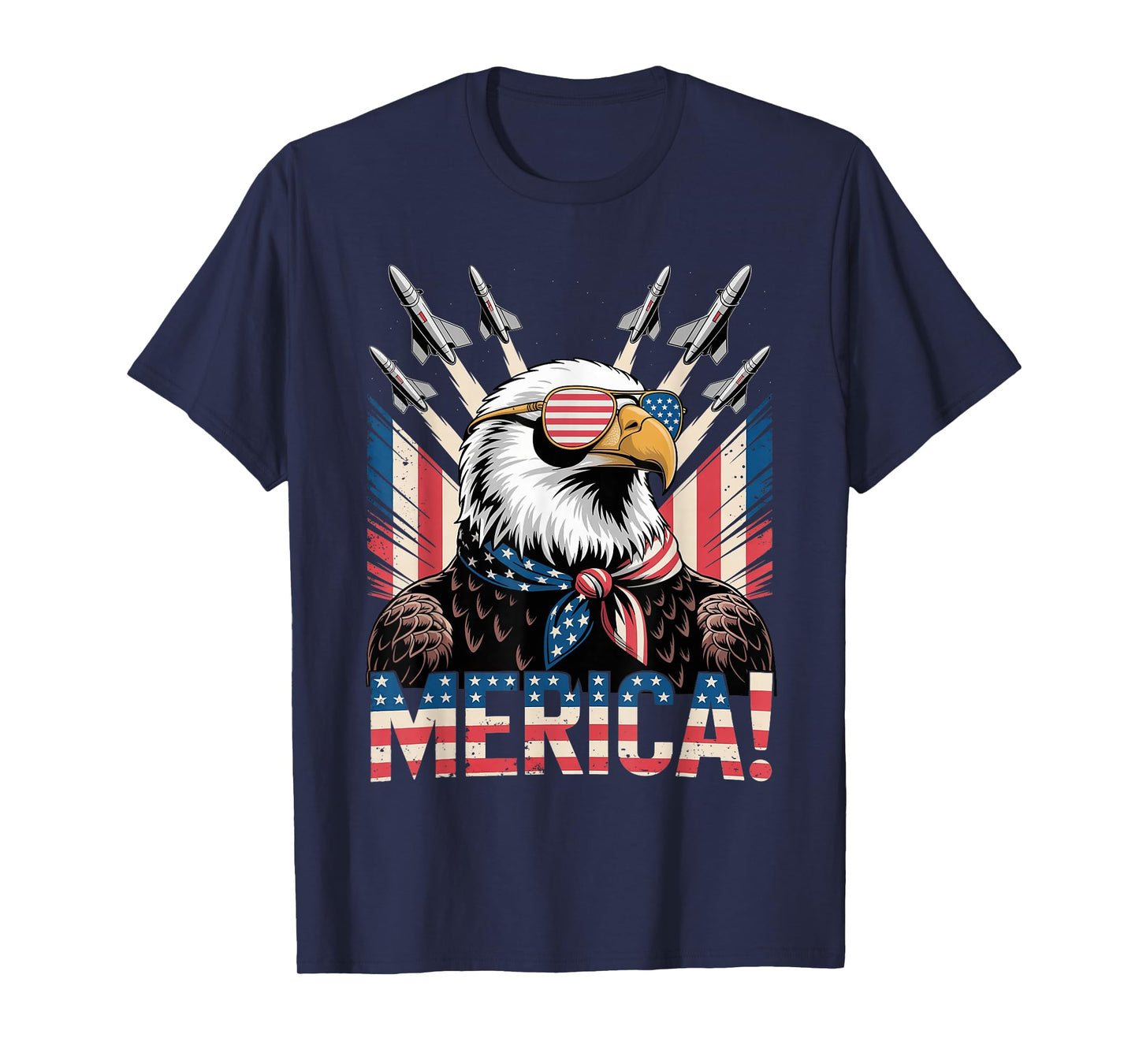 Merica American Bald Eagle USA Flag Patriotic 4th of July T-Shirt