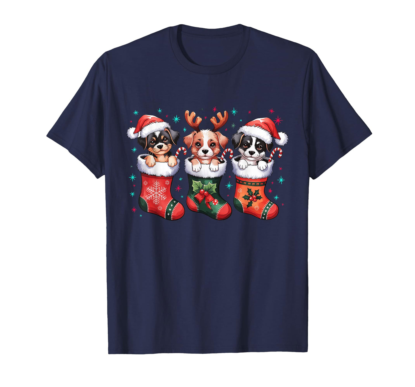 Cute Dog Christmas Santa Funny Christmas Xmas Dog Men Women T-Shirt