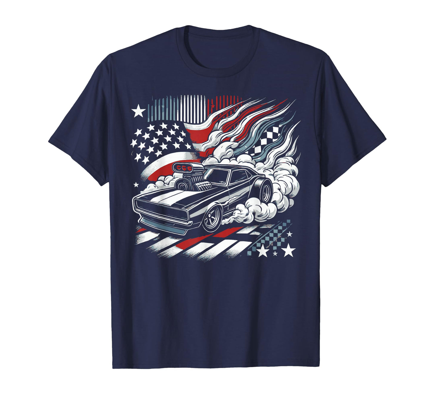 American Flag Drag Racing Strip Tree Light Dragster T-Shirt
