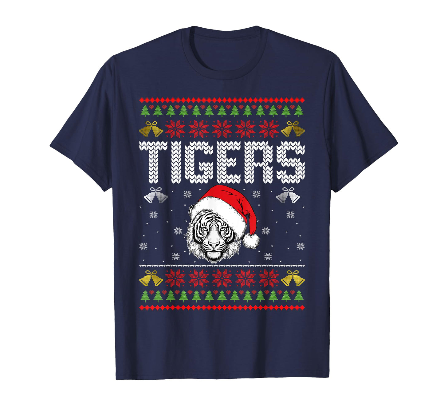 Tiger Wearing Santa Hat Xmas Party Ugly Christmas Tiger T-Shirt