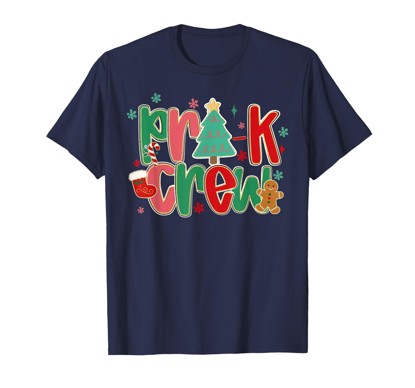 Pre-K Crew Christmas Teacher Preschool Team School Staff T-Shirt