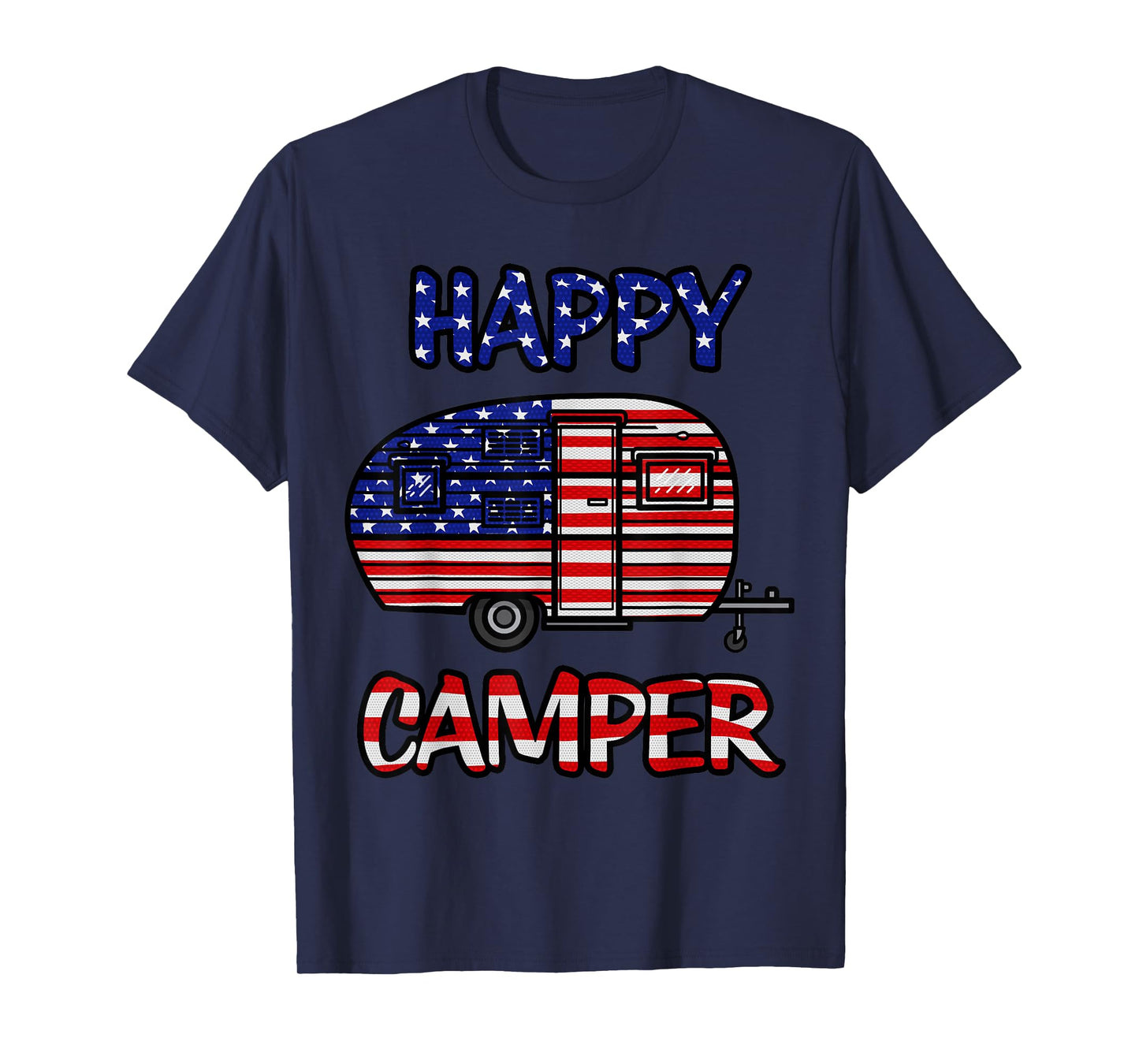 Camper Merica American Happy Pride Flag 4th of July Camping T-Shirt