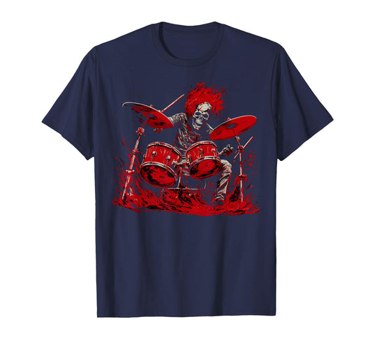 Skeleton Drummer Guy Rock And Roll Band Rock On Drum Kit T-Shirt