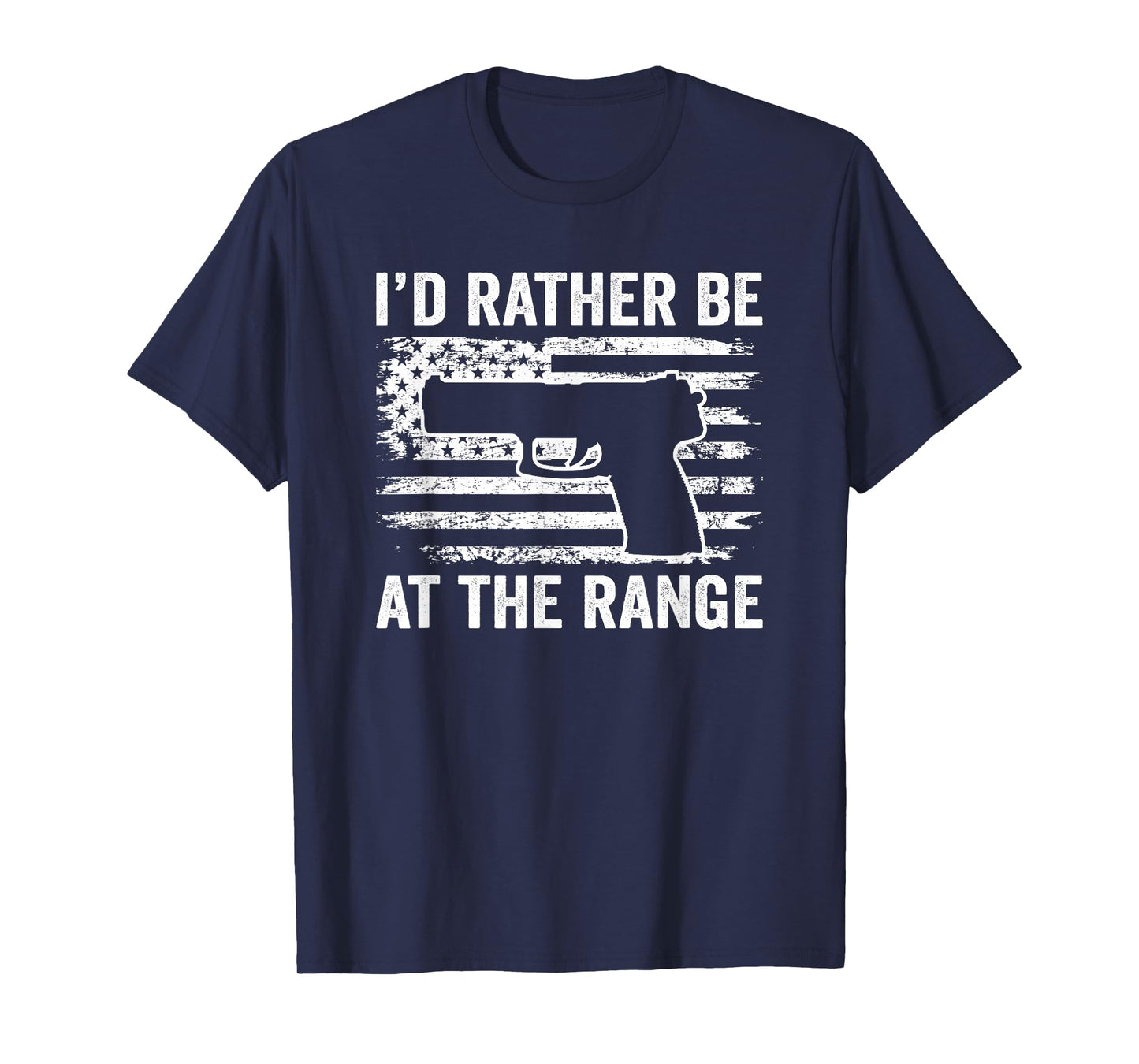 I'd Rather Be At The Gun Range - Pistol USA Flag Funny Gun Women Men T-Shirt