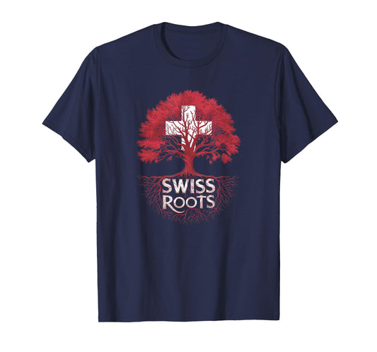 Swiss Roots - Switzerland Flag Colors Family Tree Souvenir T-Shirt