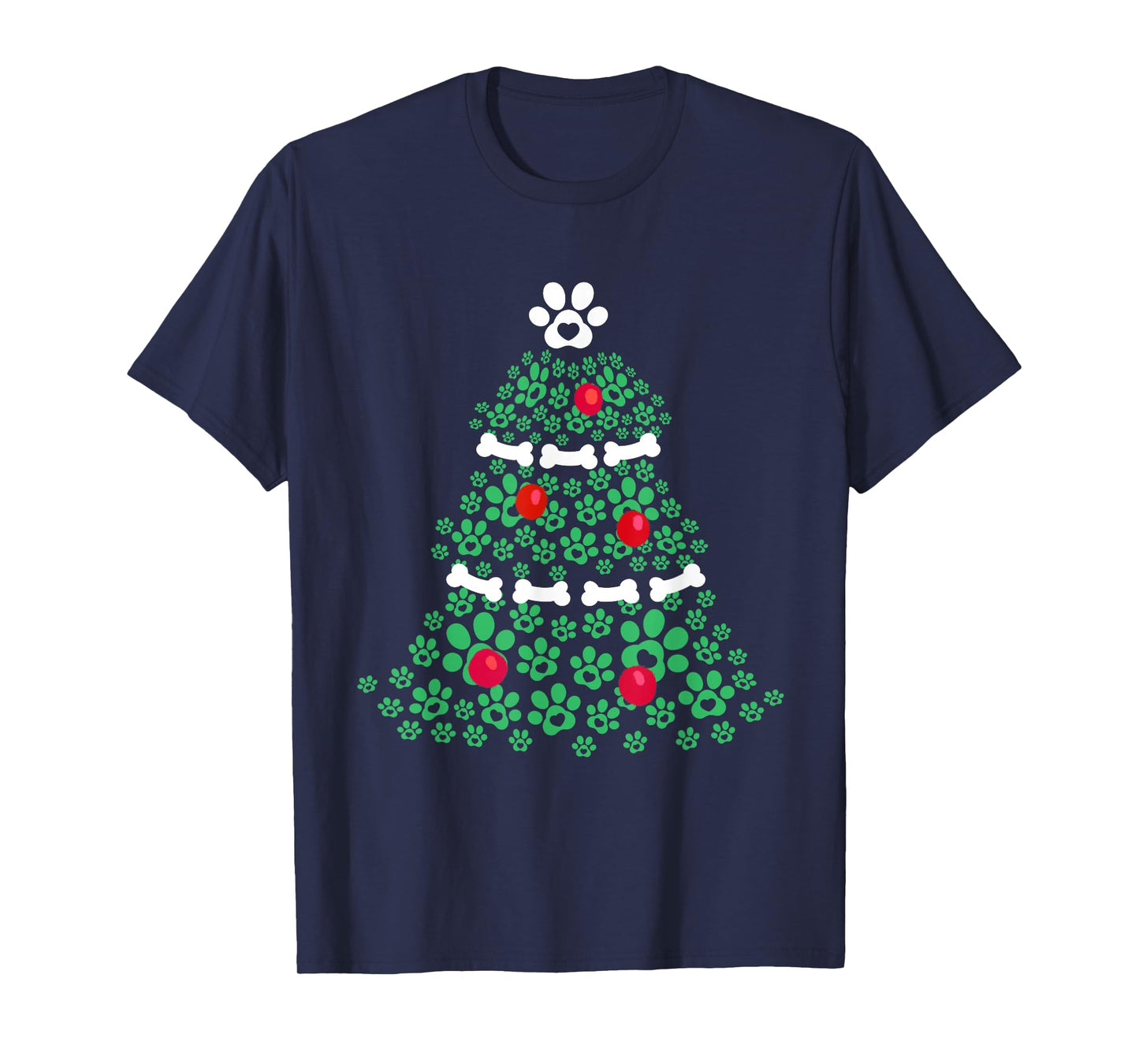 Cute Xmas Dog Paw Christmas Tree Puppy Lovers Men Women Kids T-Shirt