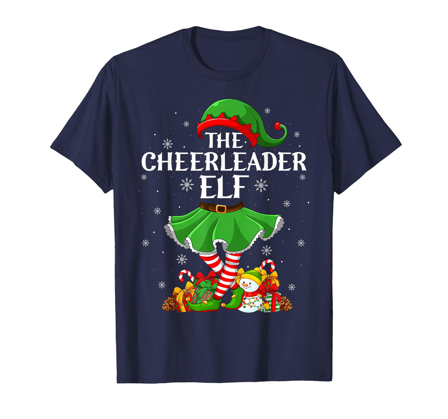 Cheerleader Elf Christmas Family Elf Squad Xmas Girls Women T-Shirt
