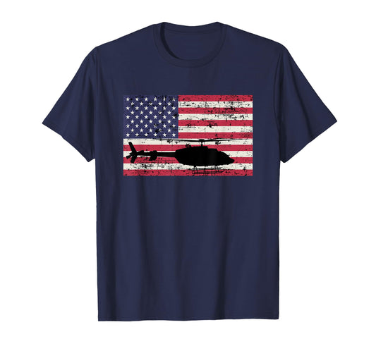 Patriotic Bell 407 helicopter American flag t-shirt T-Shirt